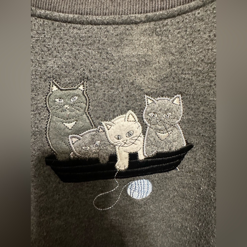 Vintage Jennifer Moore Embroidered Cats Sweatshirt size PM - Picture 7 of 11